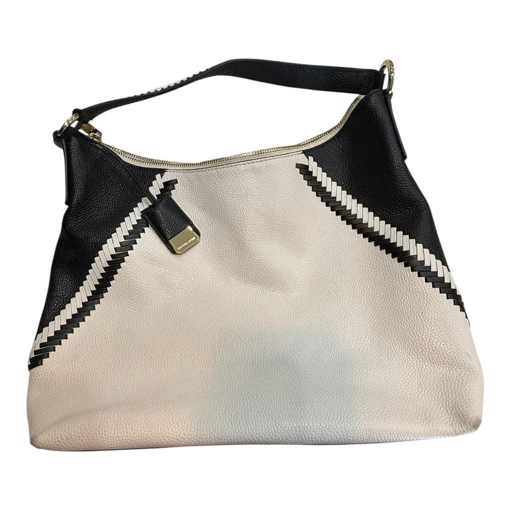 Michael Kors Leather Shoulder Bag With Braided Trim